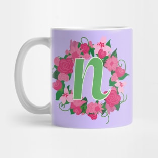 Monogram N, Personalized Floral Initial Mug